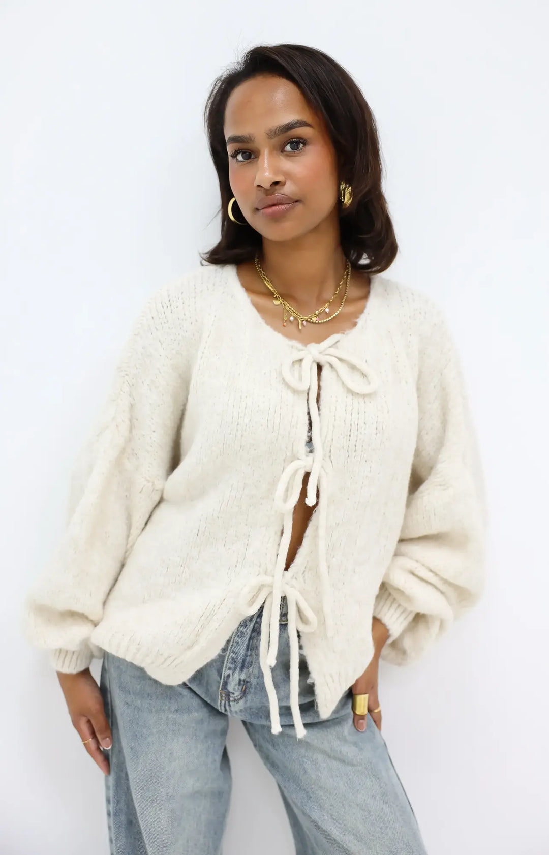 Noelle Soft Tie-Front Knit Cardigan