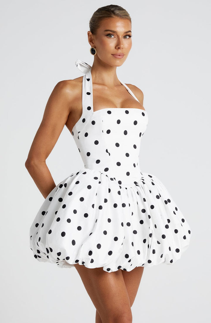 Georgia - Bubble Hem Halter Mini Dress