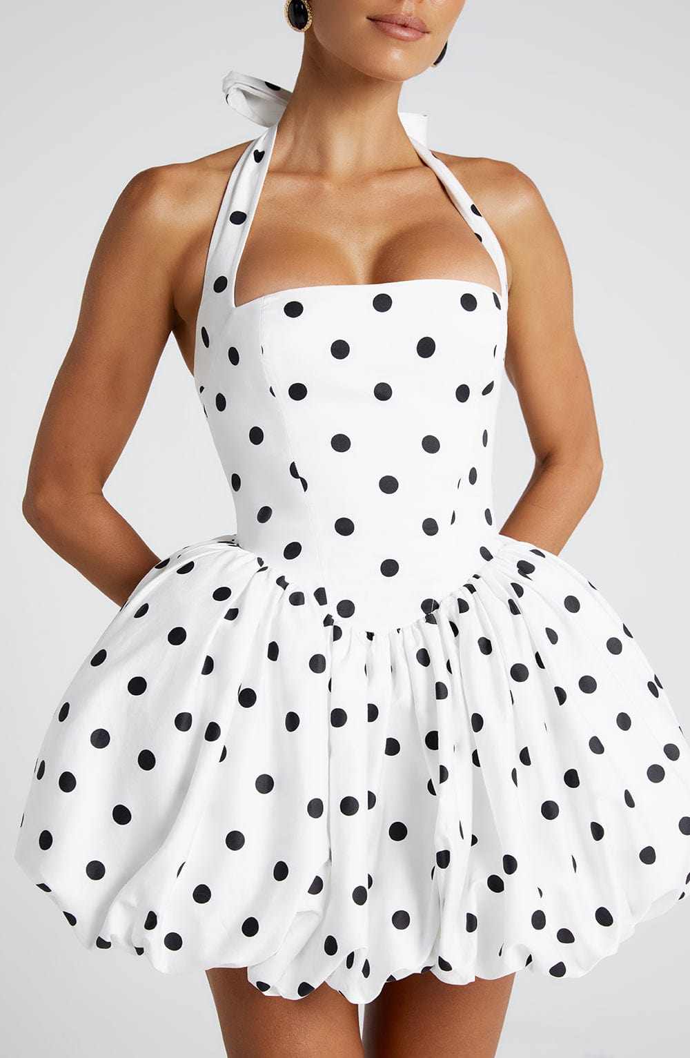 Georgia - Bubble Hem Halter Mini Dress