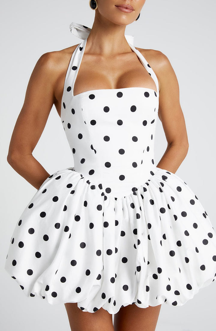 Georgia - Bubble Hem Halter Mini Dress