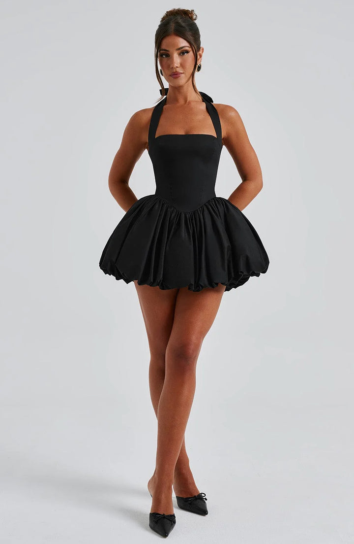 Georgia - Bubble Hem Halter Mini Dress