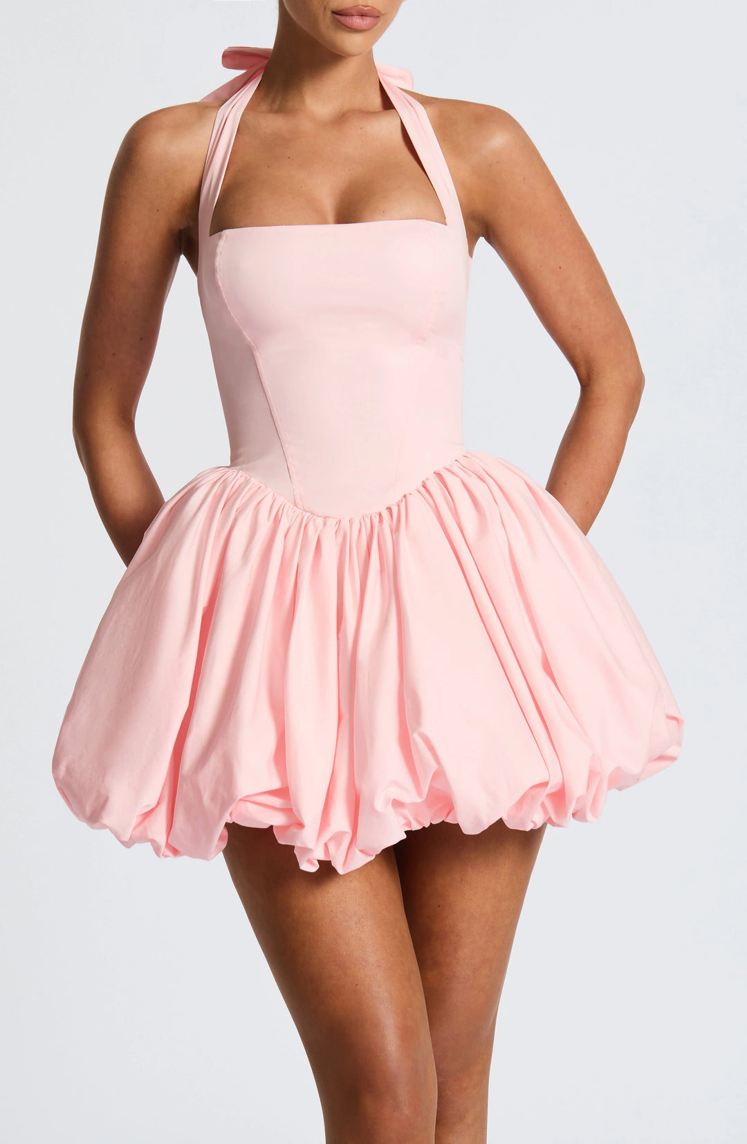Georgia - Bubble Hem Halter Mini Dress