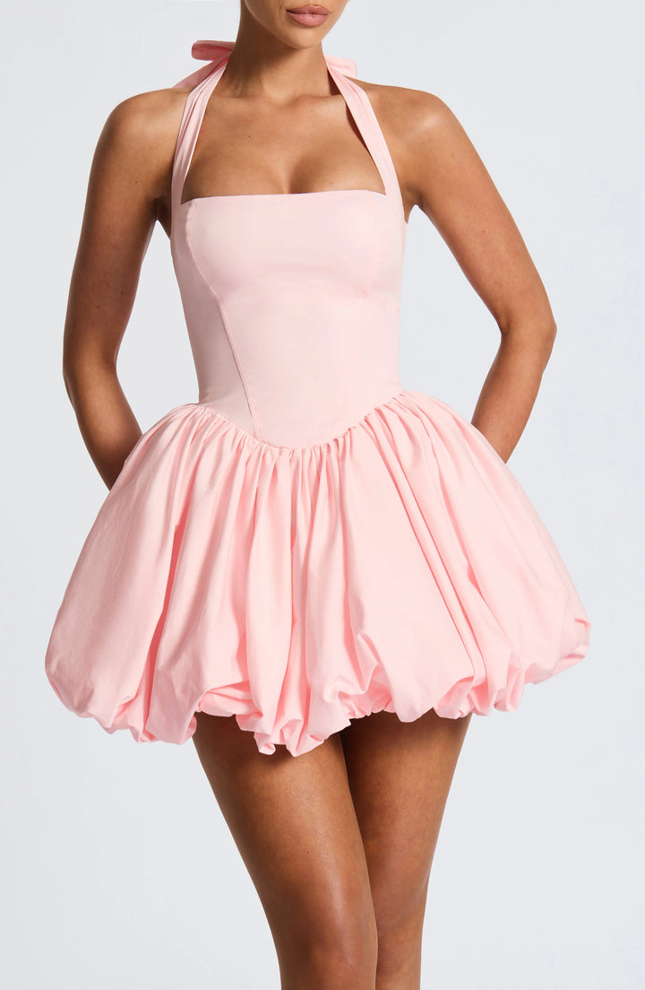 Georgia - Bubble Hem Halter Mini Dress