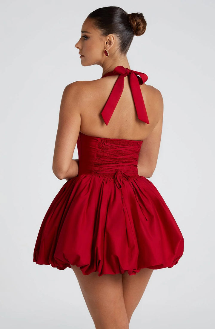 Georgia - Bubble Hem Halter Mini Dress