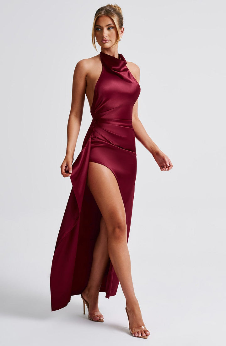 Isabella - Satin Draped Maxi Dress