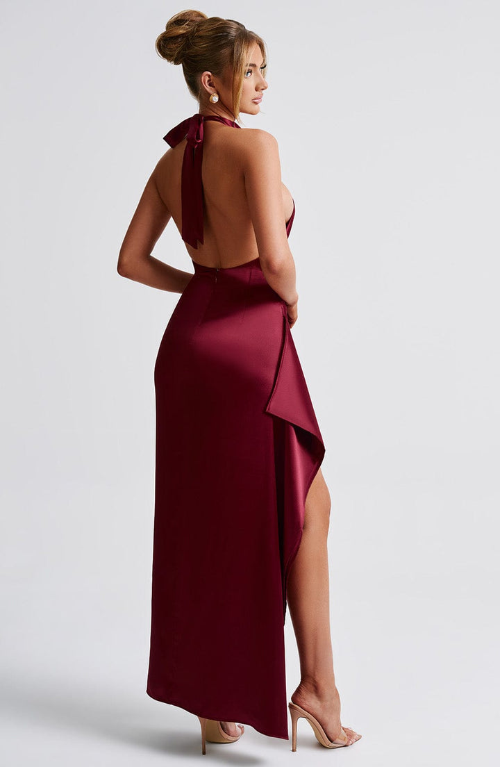 Isabella - Satin Draped Maxi Dress