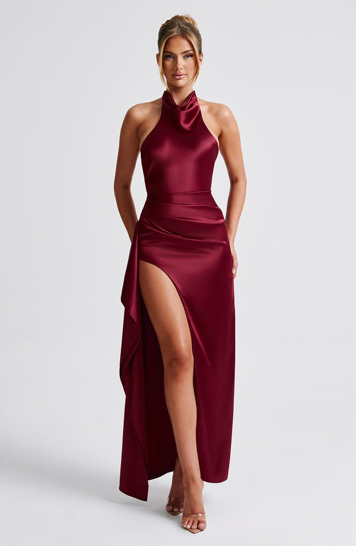 Isabella - Satin Draped Maxi Dress