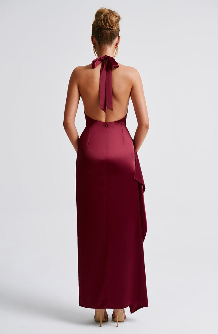 Isabella - Satin Draped Maxi Dress