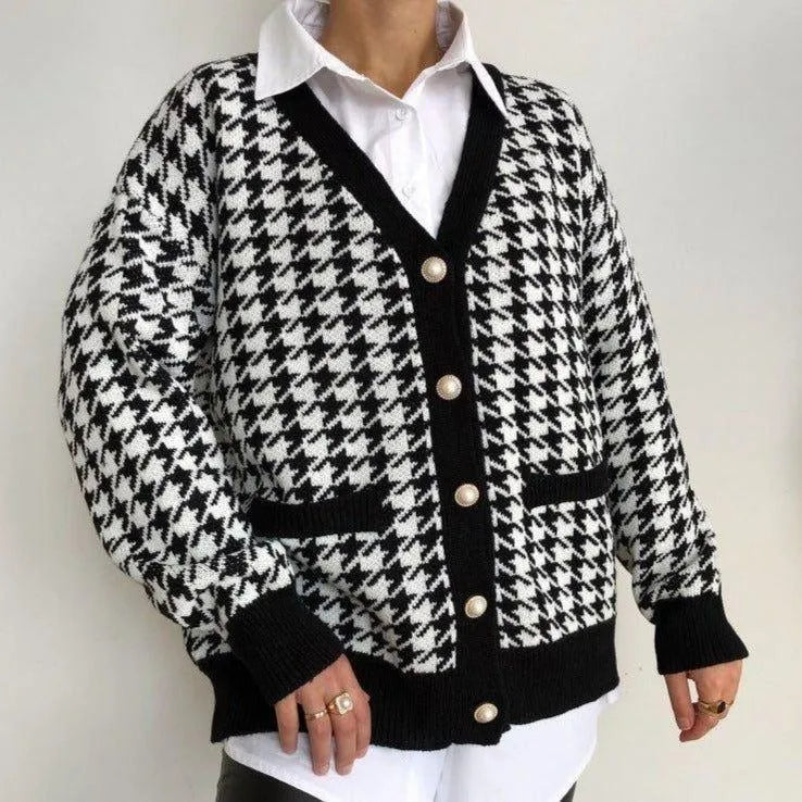 Kensley Houndstooth Knit Cardigan