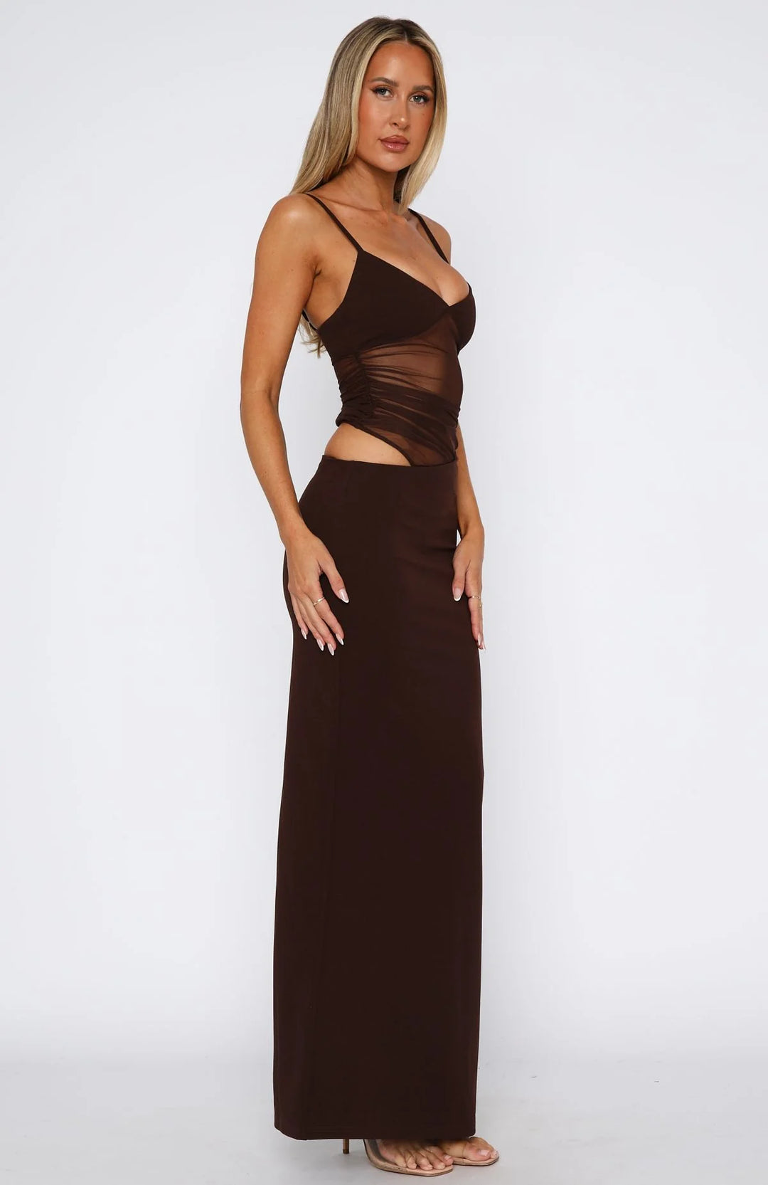 Aria - Mesh Cut-Out Maxi Dress