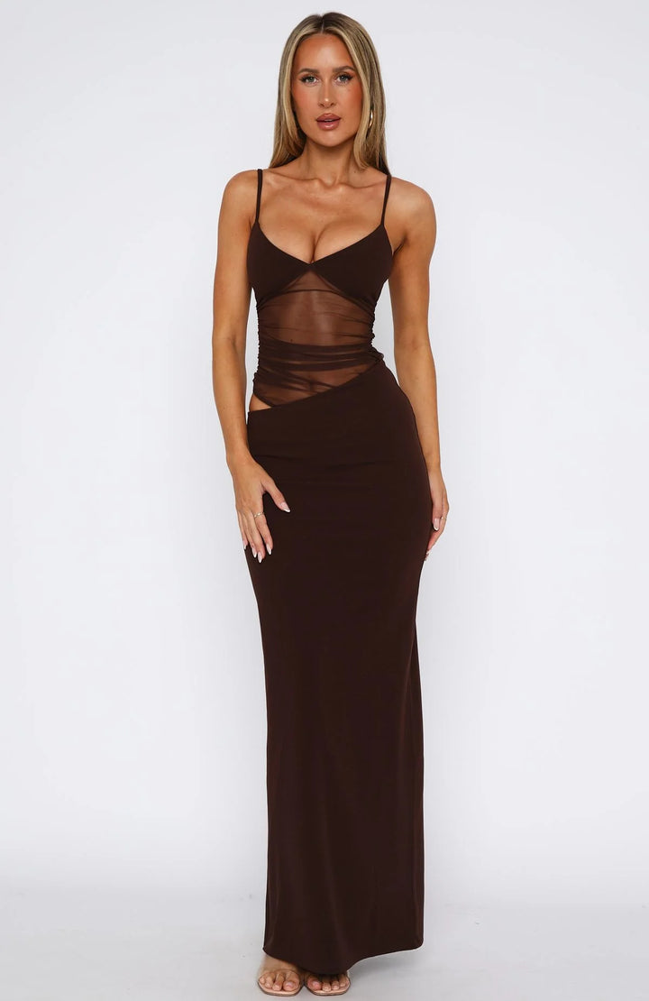 Aria - Mesh Cut-Out Maxi Dress