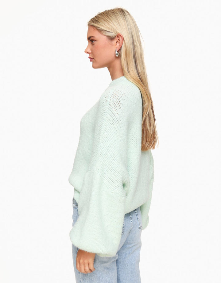 Mintgroene Wool Knitted - Sweater