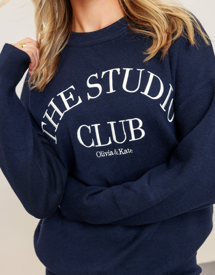 Navy Knitted The Studio Club - Sweater