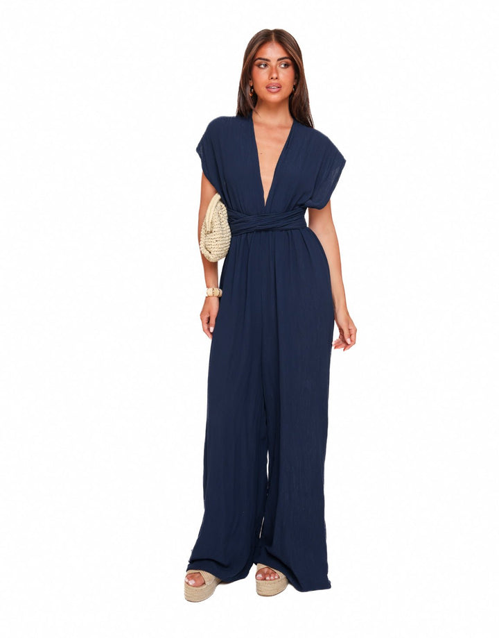Navy Halter Lurex - Jumpsuit