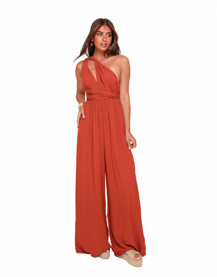 Rust Orange Halter Lurex - Jumpsuit