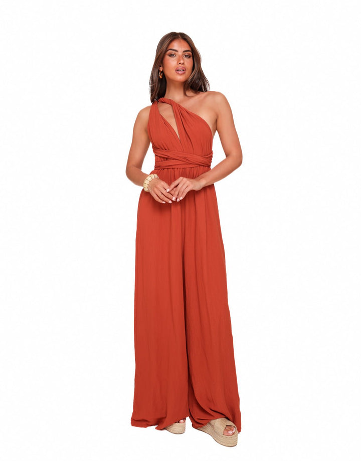 Rust Orange Halter Lurex - Jumpsuit
