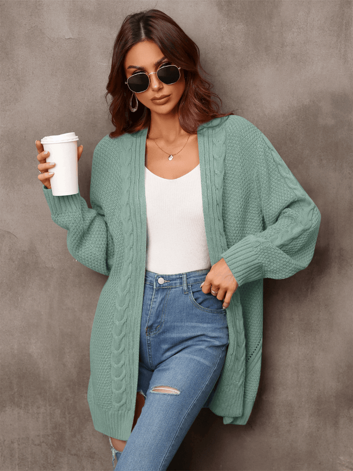 Green Willow Breeze Cable Knit Cardigan