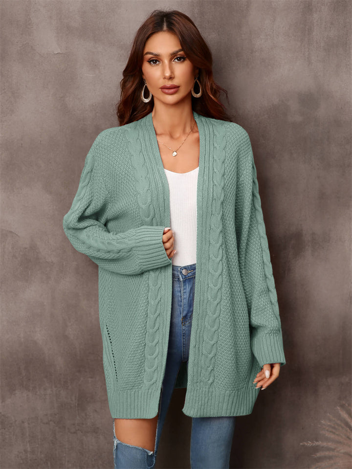 Green Willow Breeze Cable Knit Cardigan