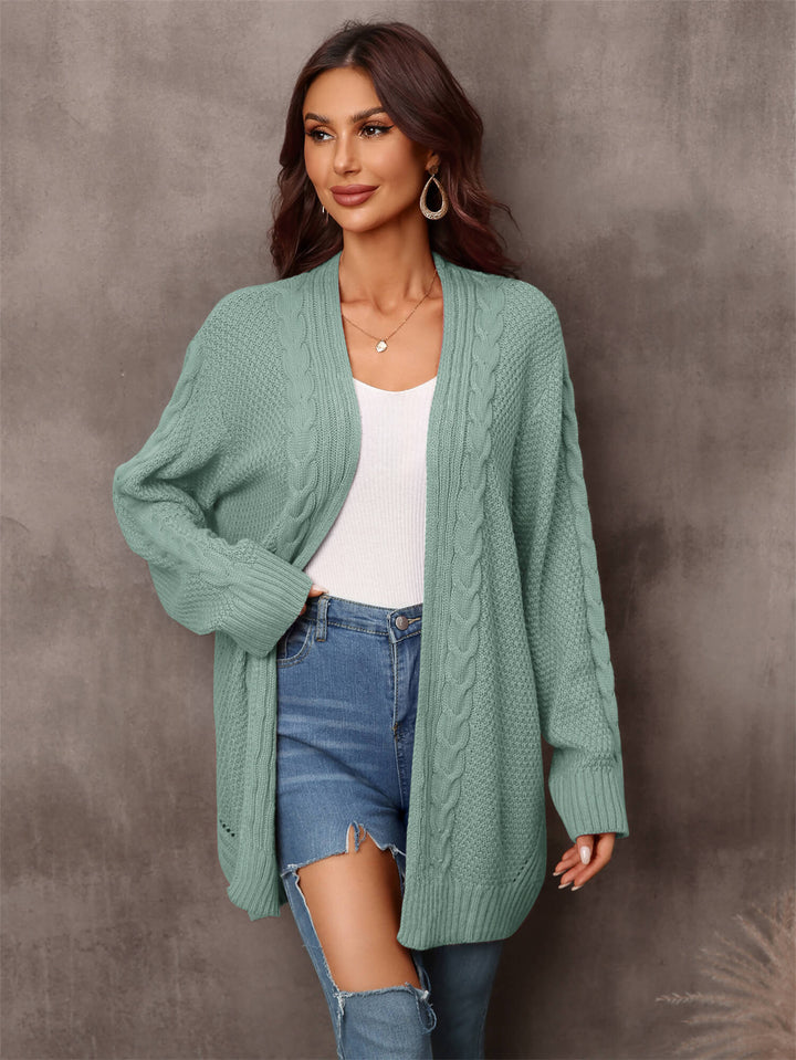 Green Willow Breeze Cable Knit Cardigan