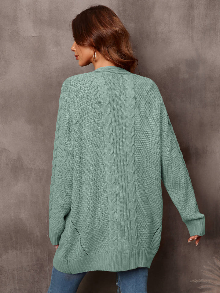 Green Willow Breeze Cable Knit Cardigan