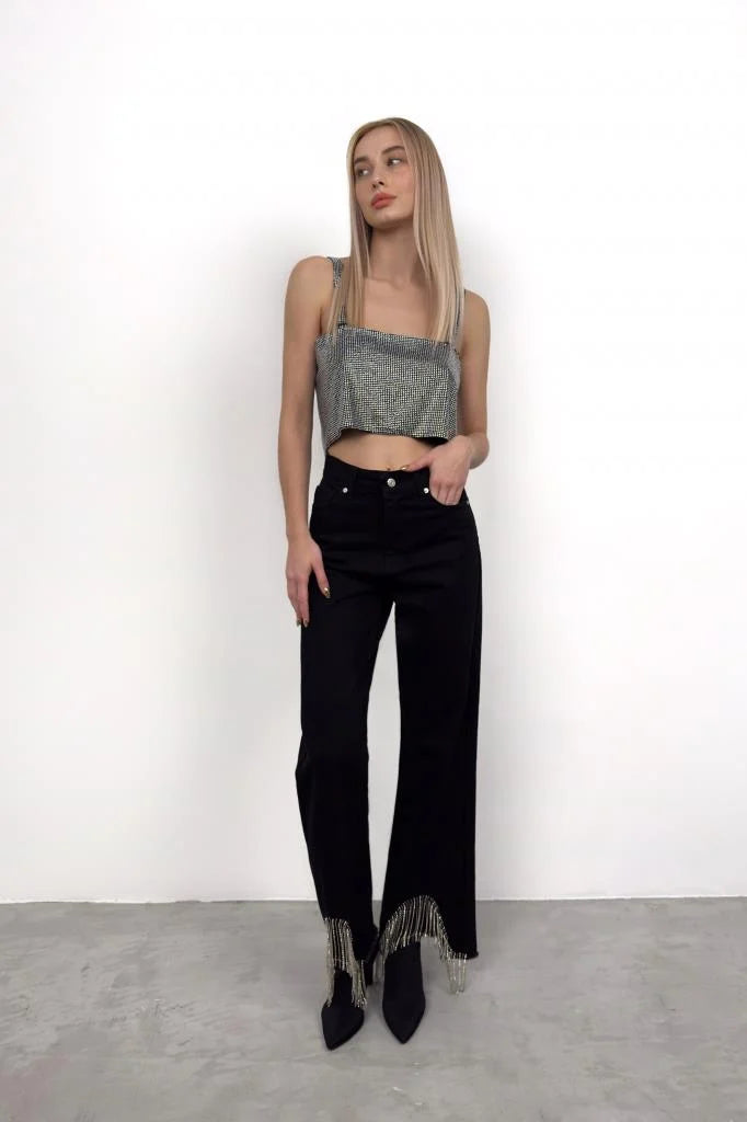 Soirée Beaded Hem Jeans