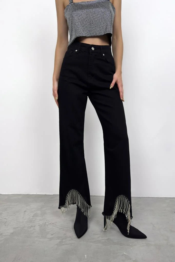 Soirée Beaded Hem Jeans