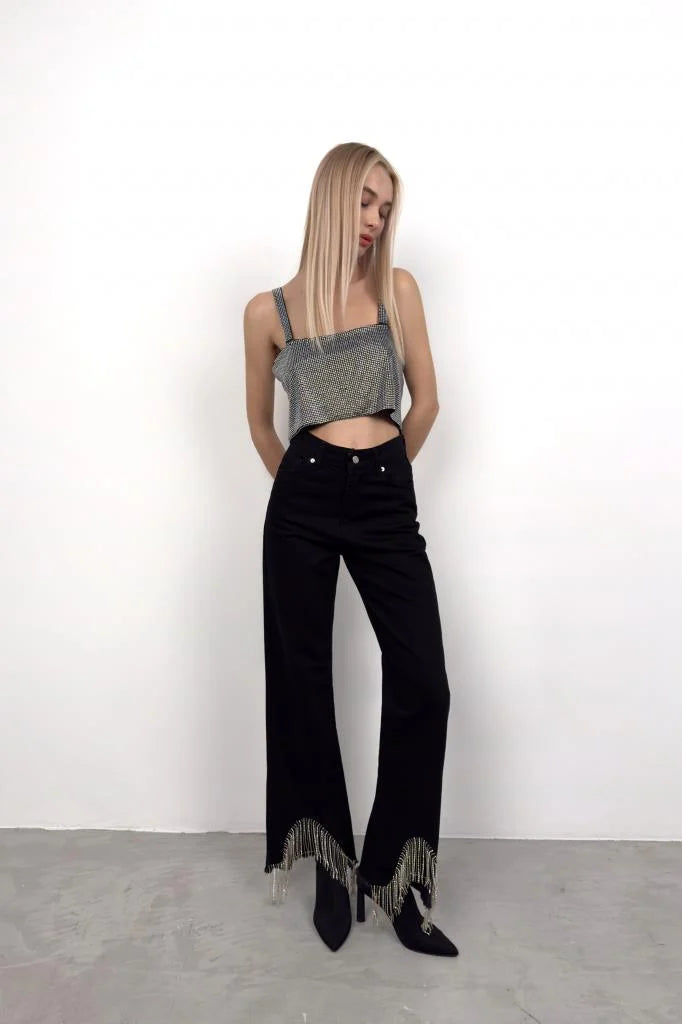 Soirée Beaded Hem Jeans