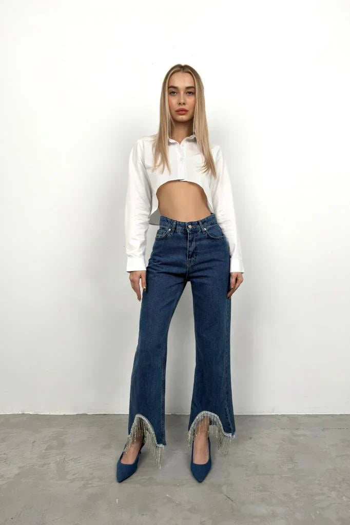 Soirée Beaded Hem Jeans