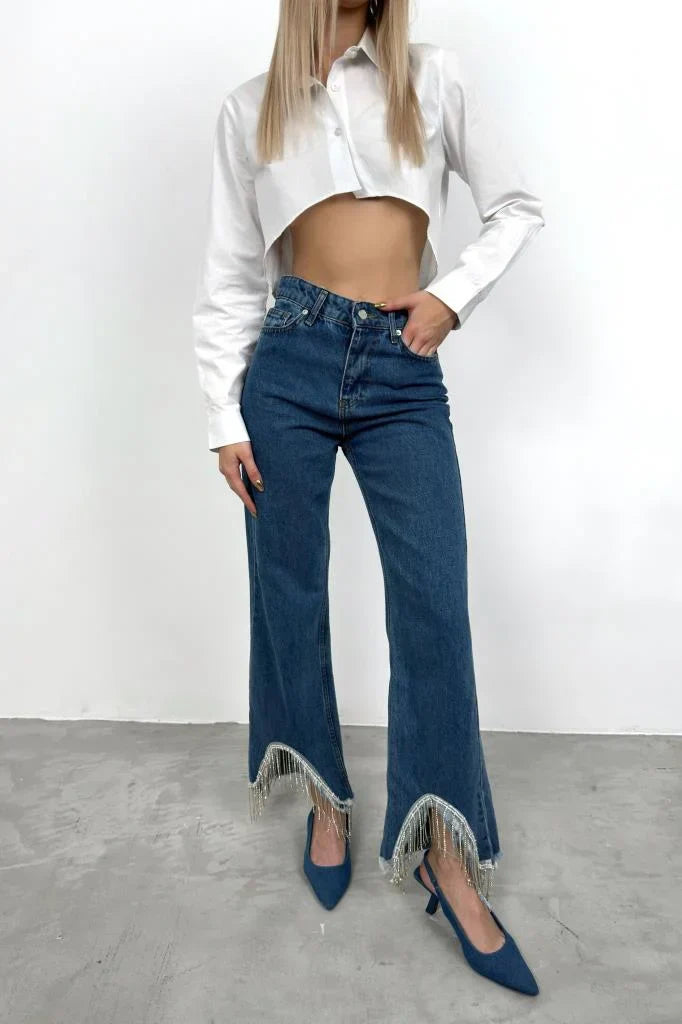 Soirée Beaded Hem Jeans