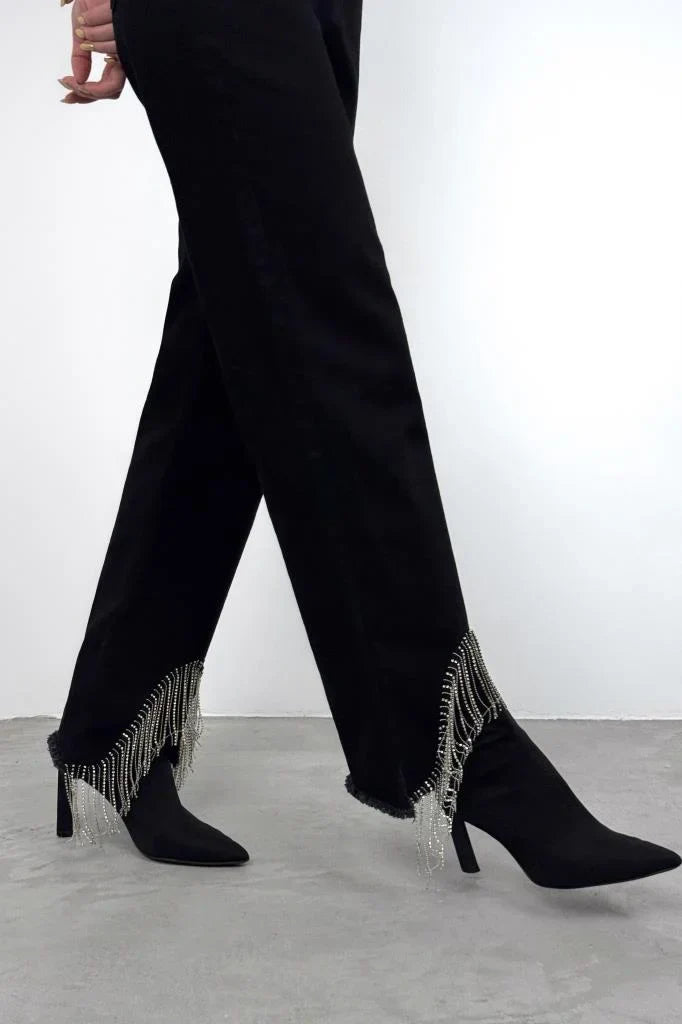 Soirée Beaded Hem Jeans