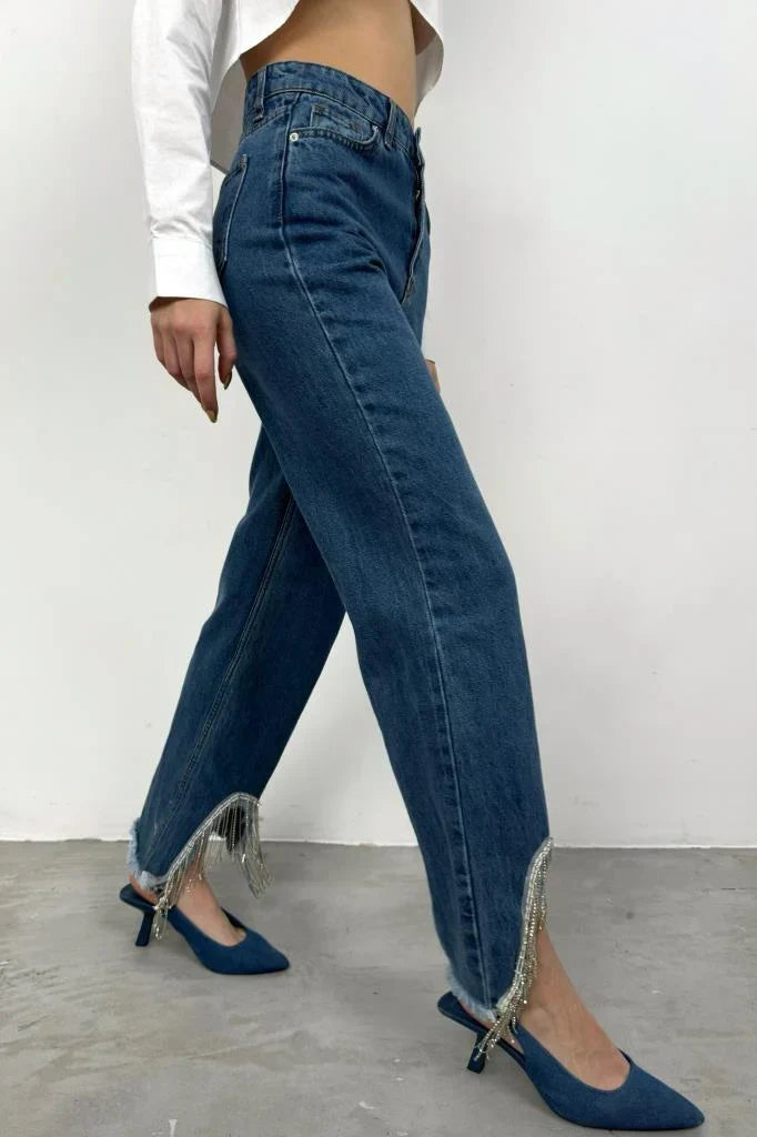 Soirée Beaded Hem Jeans