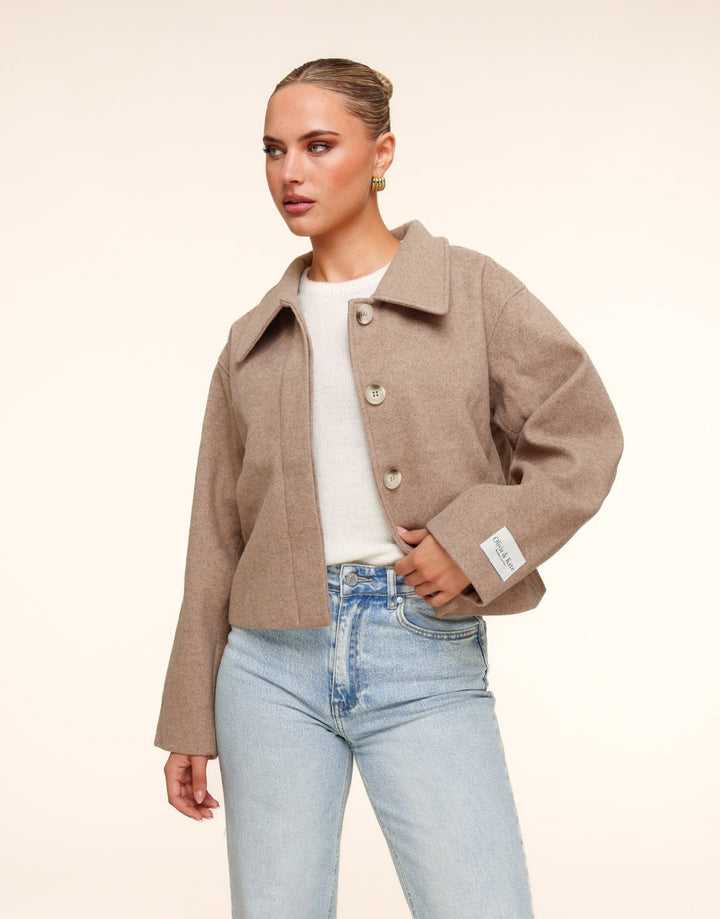 Taupe Short STUDIO Coat - Jacket