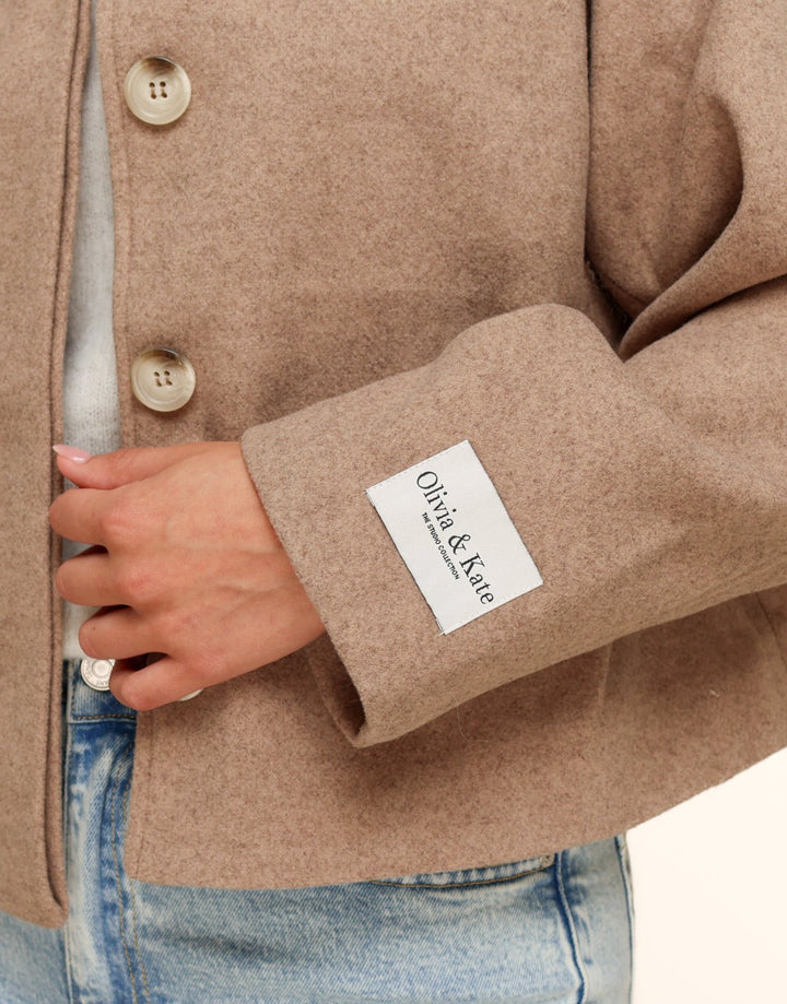 Taupe Short STUDIO Coat - Jacket