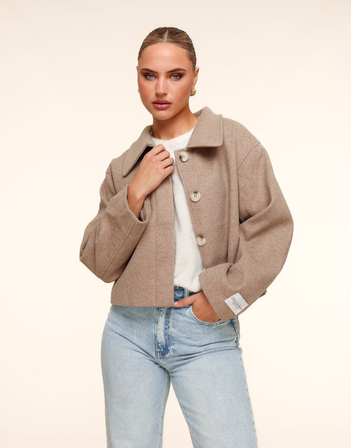 Taupe Short STUDIO Coat - Jacket