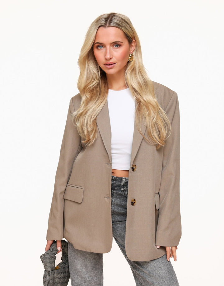 Taupe Open Back Oversized - Blazer