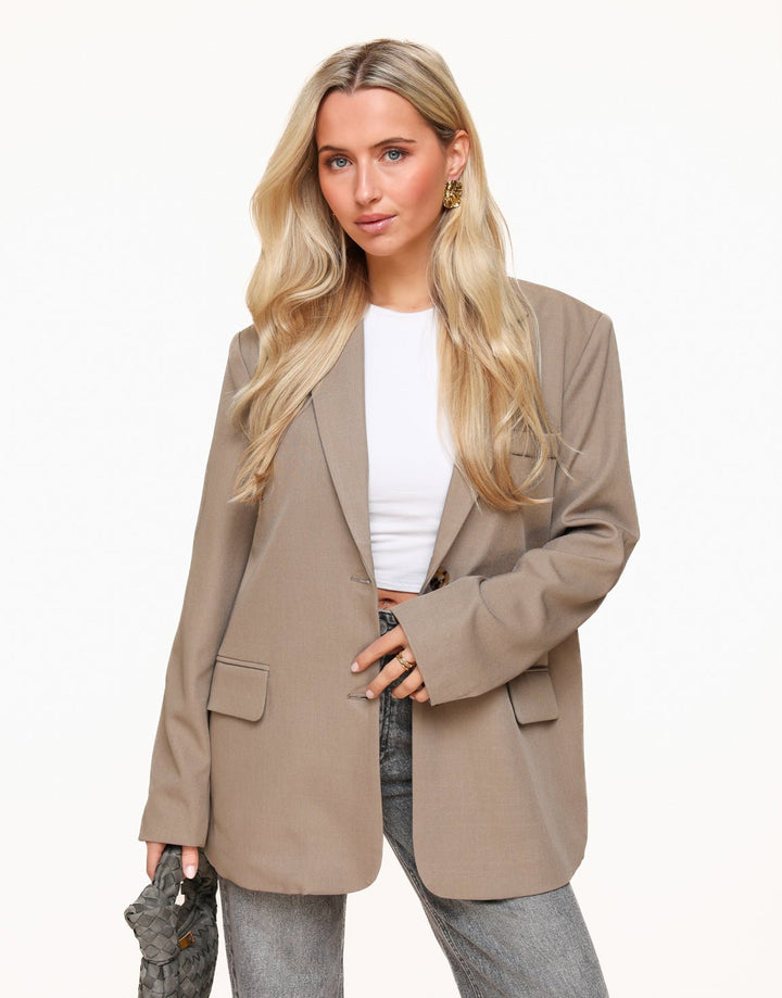 Taupe Open Back Oversized - Blazer