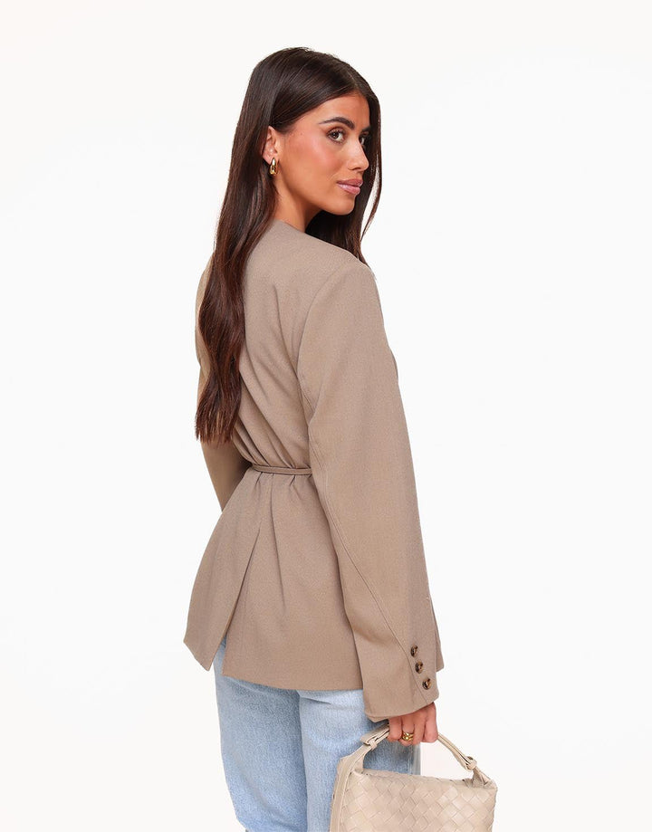 Beige Oversized Wrapped - Blazer