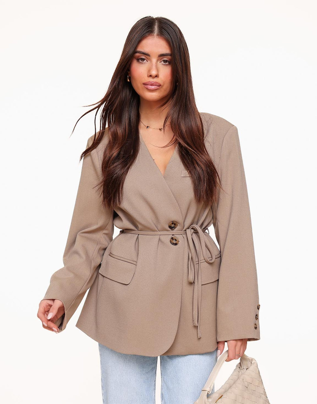 Beige Oversized Wrapped - Blazer