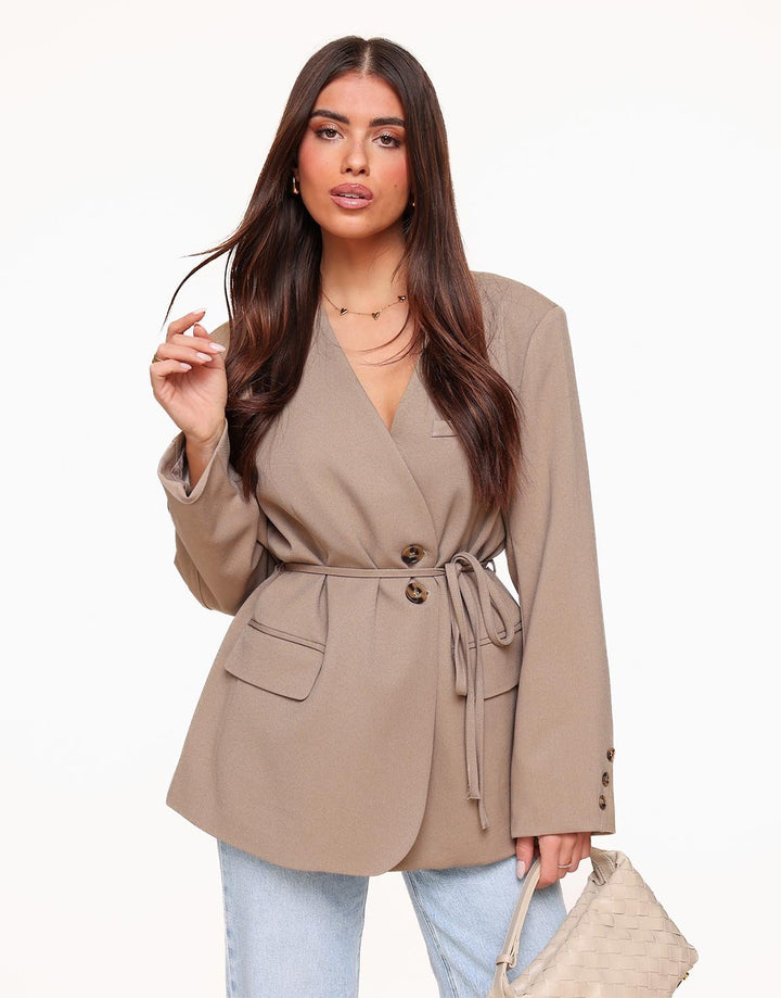 Beige Oversized Wrapped - Blazer