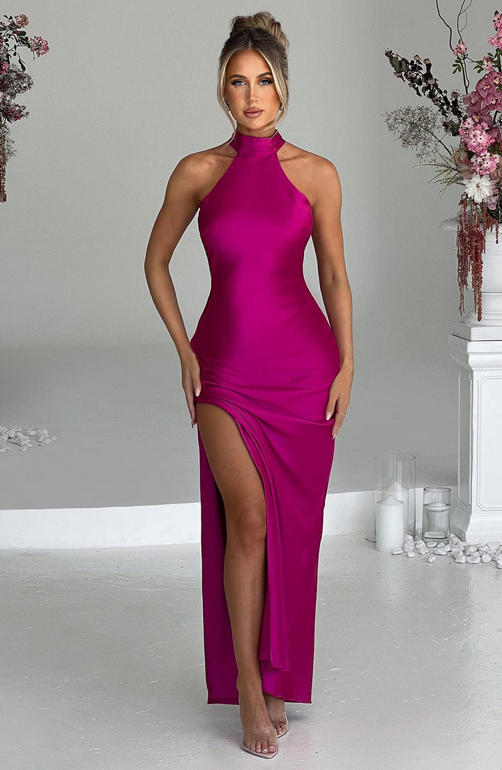 Victoria - Halter Satin Gown