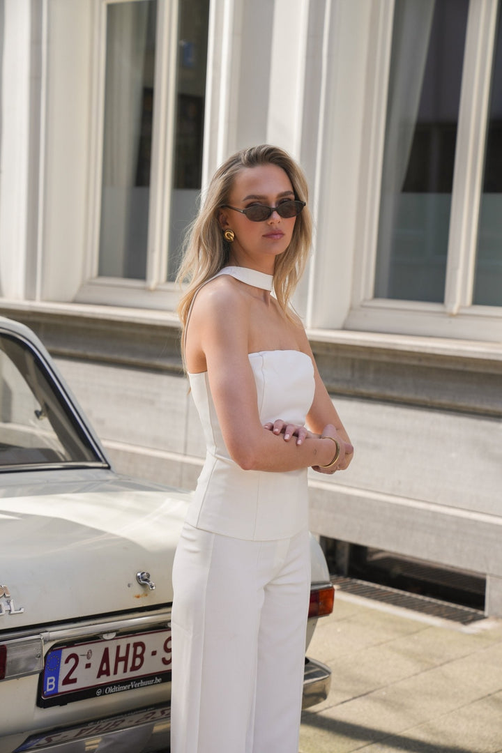 White Strapless Neck - Top