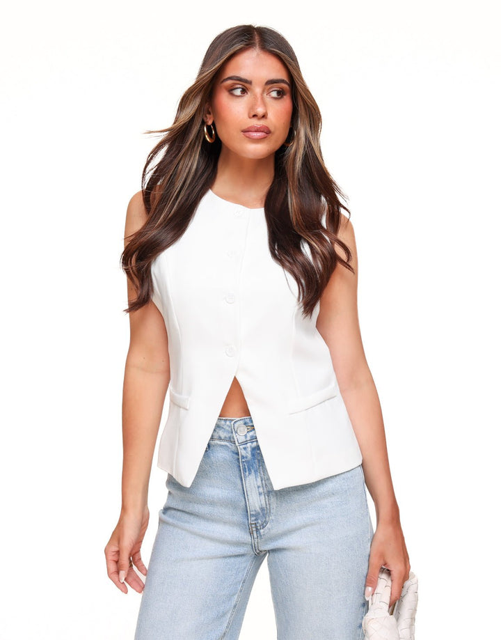 White High Buttons - Gilet