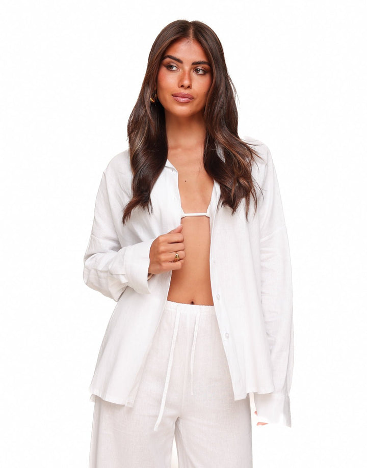 White Linen Oversized - Blouse