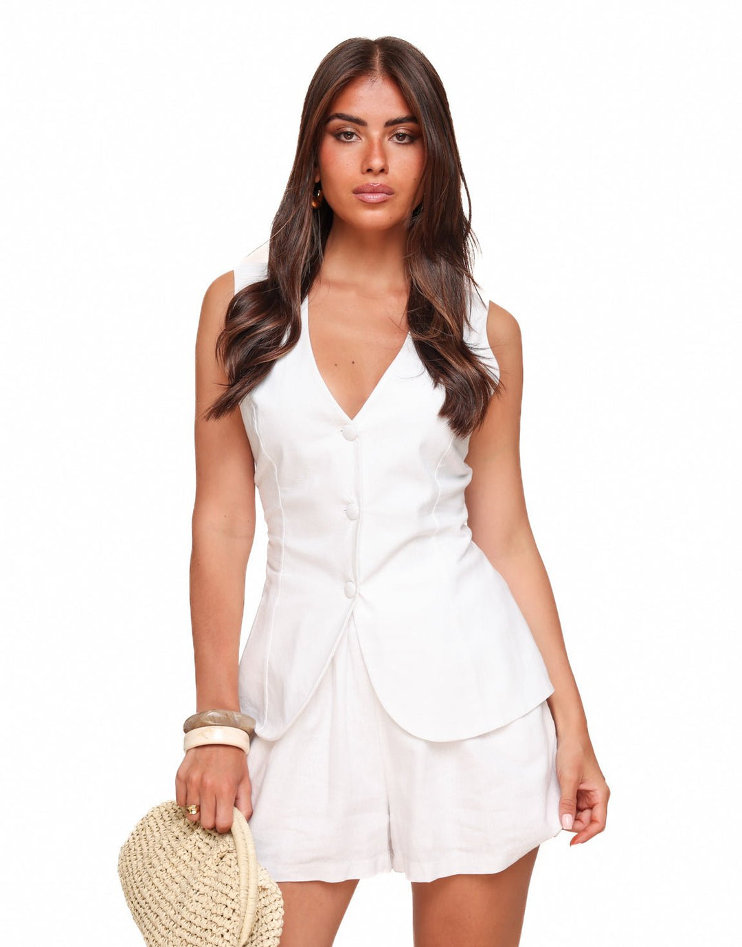 White Linen Bow - Gilet
