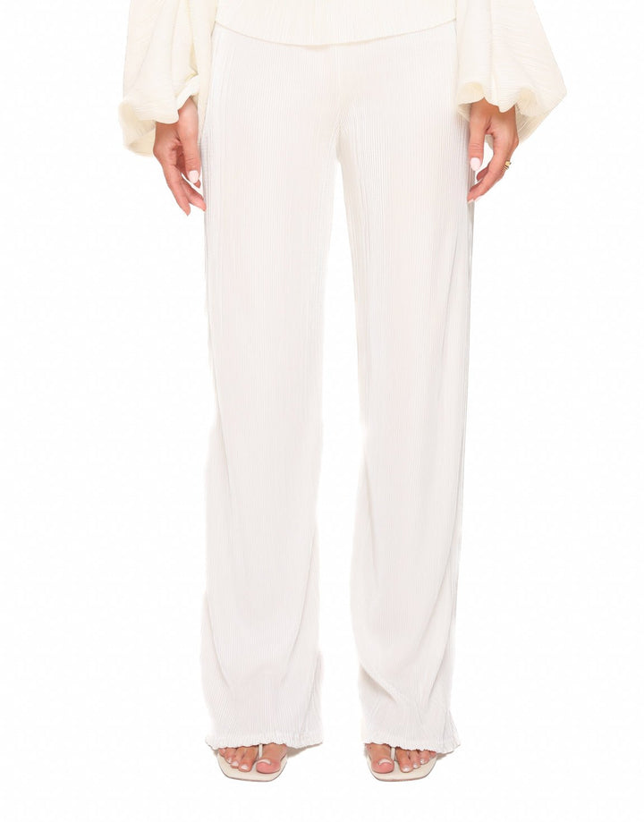 White Plisse Wide - Pants