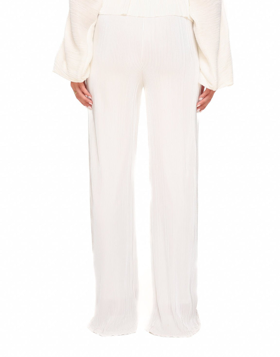 White Plisse Wide - Pants