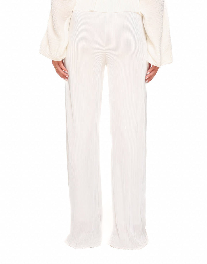 White Plisse Wide - Pants