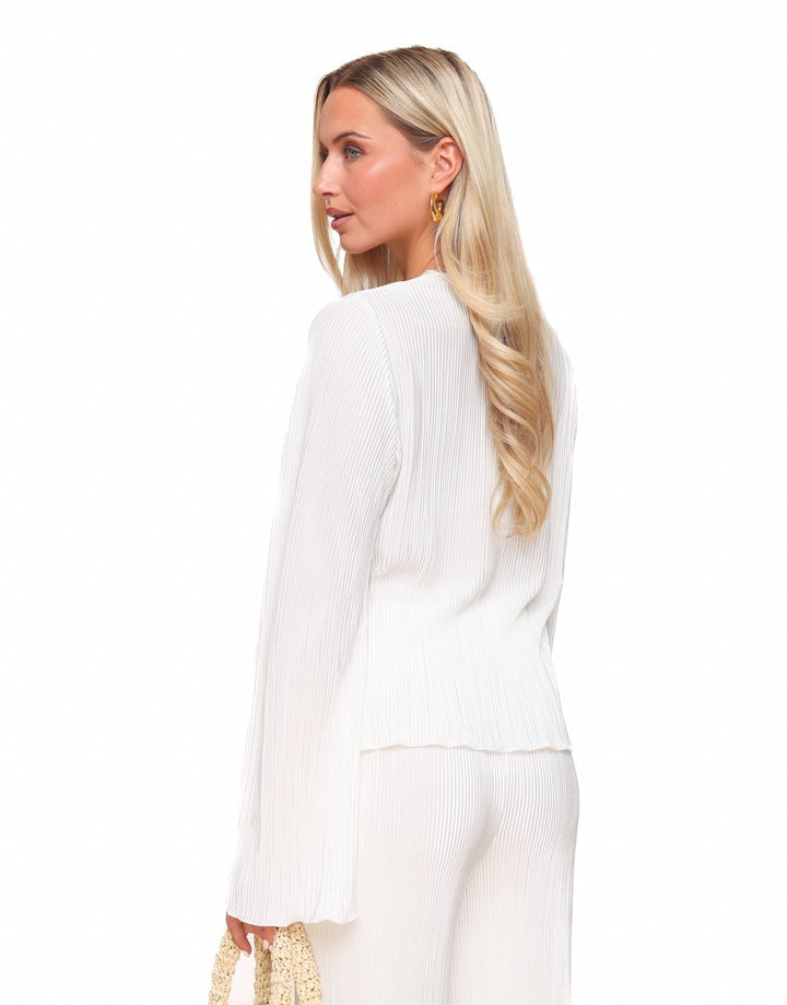 White Plisse Wrap - Top