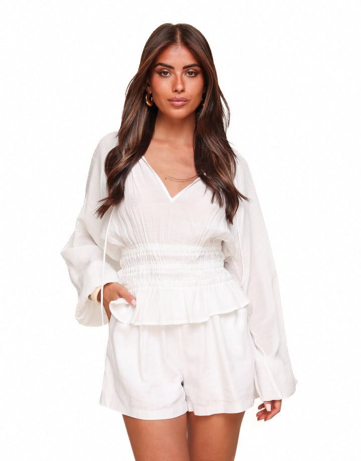White Puffsleeve LS - Blouse