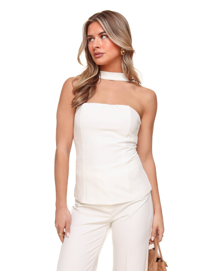 White Strapless Neck - Top